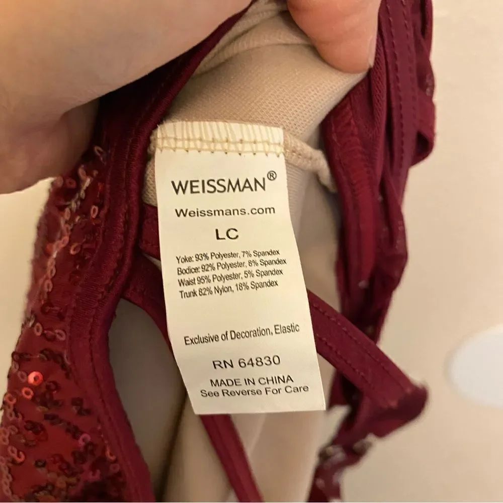 WEISSMAN Dance Costume burgundy fringe The Coolest Thing Ever 13815 LC child